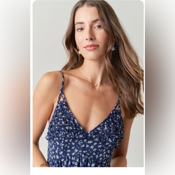 NWT Navy Floral Mini Dress size large - Picture 4 of 4